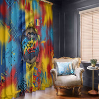 Romania Freedom Window Curtain Flag Day June 26 - Raised Fist - Graffiti Style