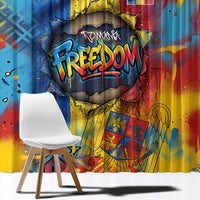 Romania Freedom Window Curtain Flag Day June 26 - Raised Fist - Graffiti Style