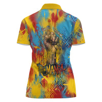 Romania Freedom Women Polo Shirt Flag Day June 26 - Raised Fist - Graffiti Style
