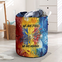 Romania We Are Free Eagle Laundry Basket Romanian Flag Broken Chains - Watercolor Style