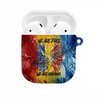 Romania We Are Free Eagle AirPods Case Romanian Flag Broken Chains - Watercolor Style