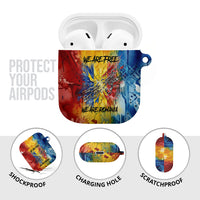 Romania We Are Free Eagle AirPods Case Romanian Flag Broken Chains - Watercolor Style