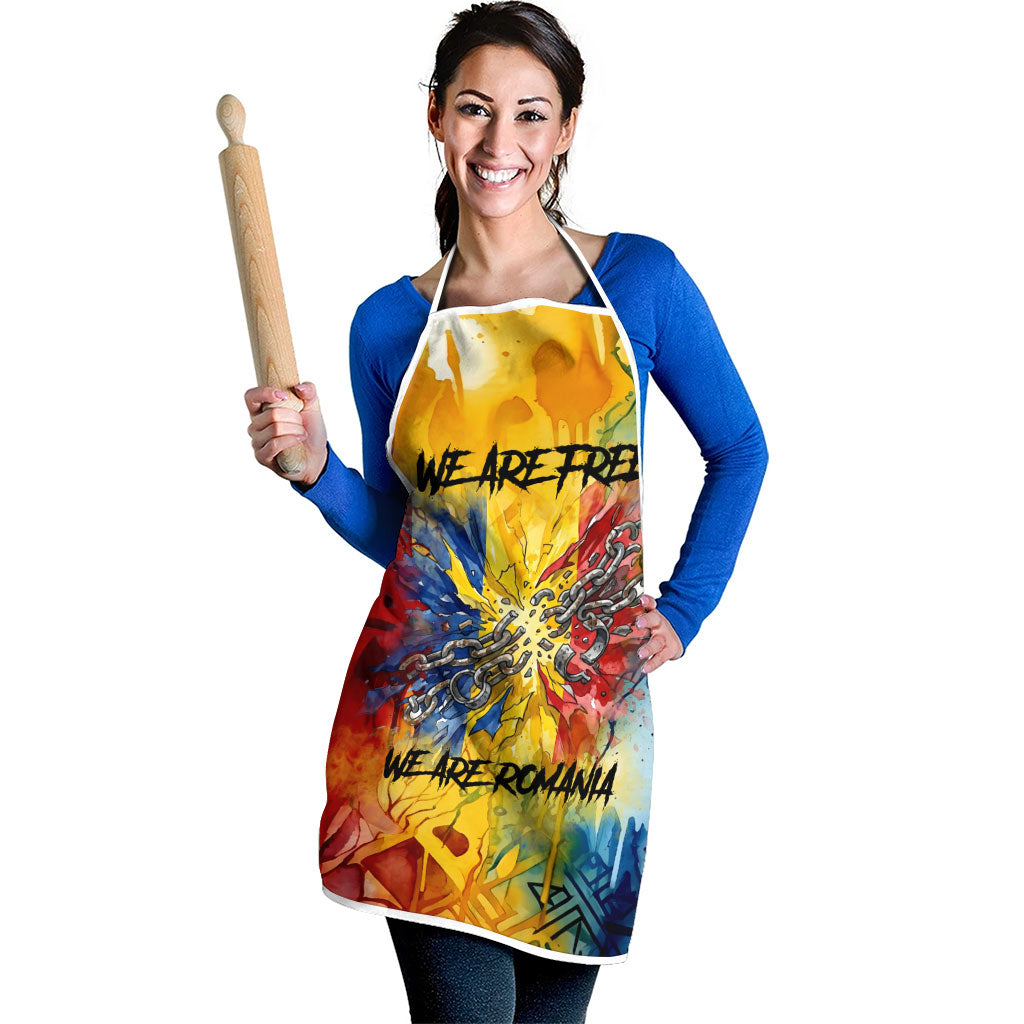 Romania We Are Free Eagle Apron Romanian Flag Broken Chains - Watercolor Style