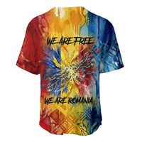 Romania We Are Free Eagle Baseball Jersey Romanian Flag Broken Chains - Watercolor Style