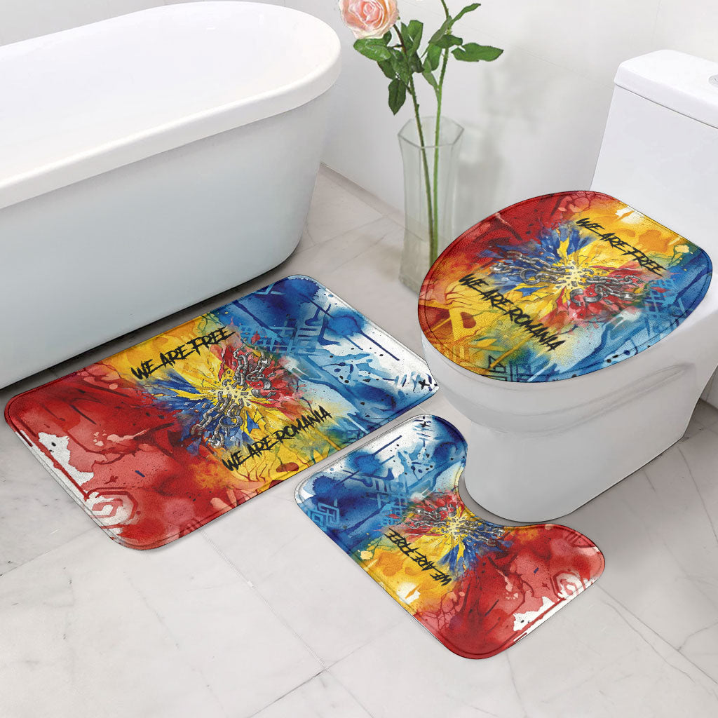 Romania We Are Free Eagle Bathroom Set Romanian Flag Broken Chains - Watercolor Style