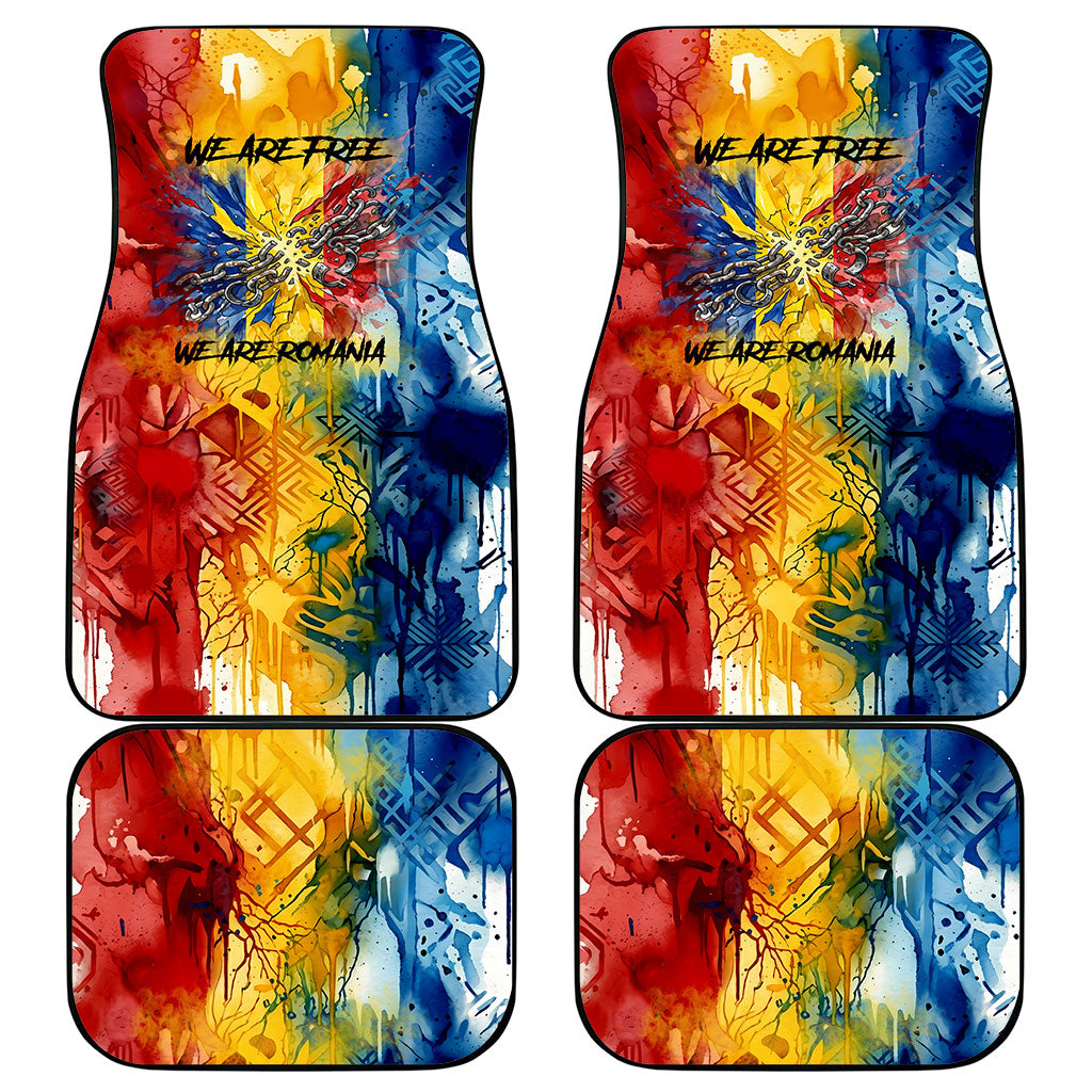 Romania We Are Free Eagle Car Mats Romanian Flag Broken Chains - Watercolor Style
