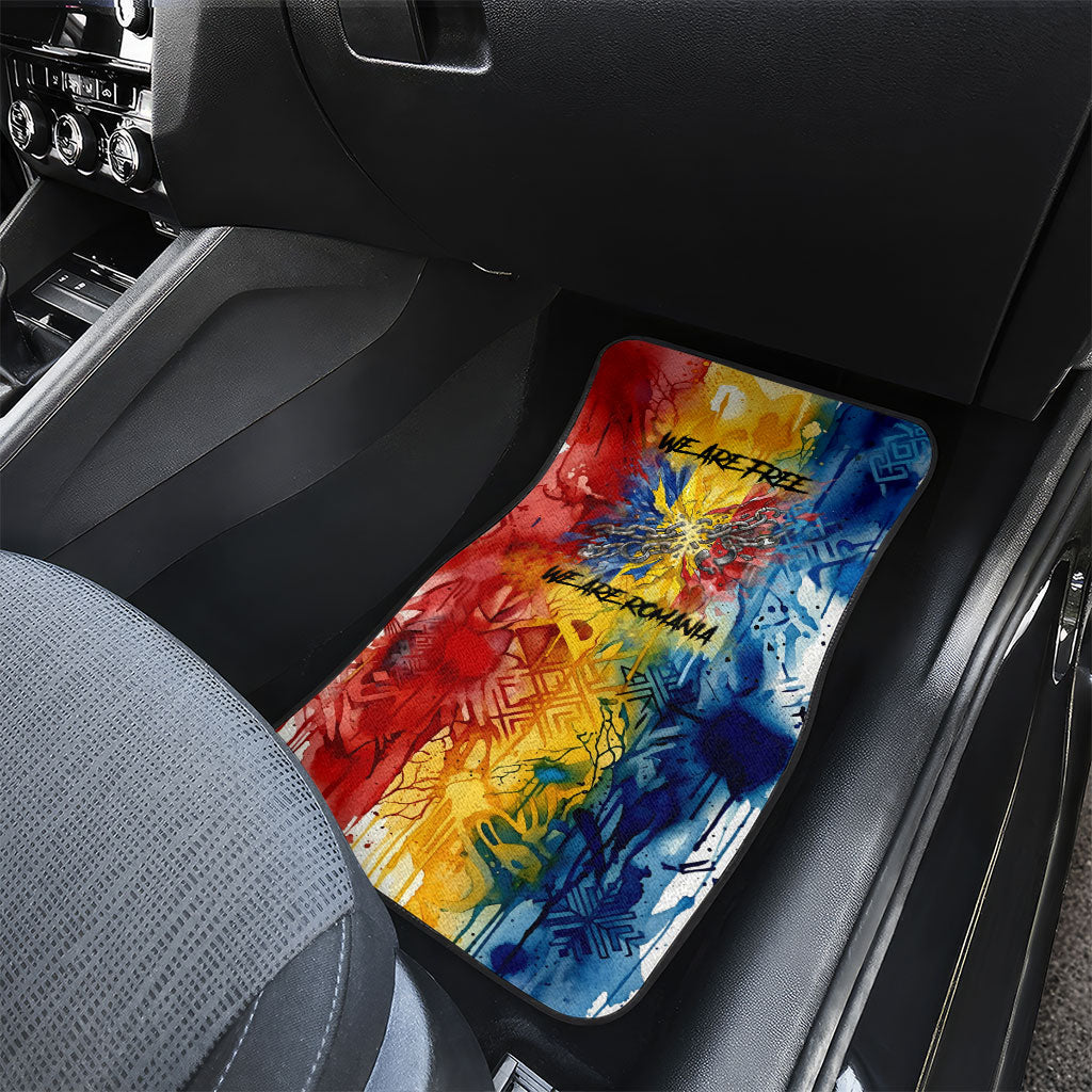 Romania We Are Free Eagle Car Mats Romanian Flag Broken Chains - Watercolor Style