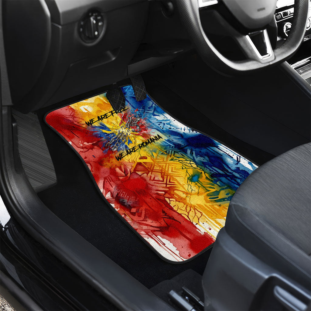 Romania We Are Free Eagle Car Mats Romanian Flag Broken Chains - Watercolor Style