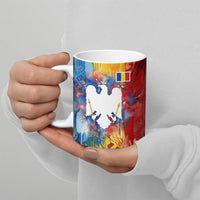 Romania We Are Free Eagle Ceramic Mug Romanian Flag Broken Chains - Watercolor Style