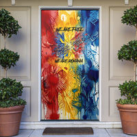 Romania We Are Free Eagle Door Cover Romanian Flag Broken Chains - Watercolor Style