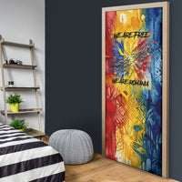 Romania We Are Free Eagle Door Cover Romanian Flag Broken Chains - Watercolor Style