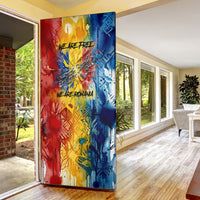 Romania We Are Free Eagle Door Cover Romanian Flag Broken Chains - Watercolor Style