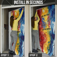 Romania We Are Free Eagle Door Cover Romanian Flag Broken Chains - Watercolor Style