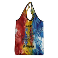 Romania We Are Free Eagle Grocery Bag Romanian Flag Broken Chains - Watercolor Style