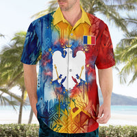 Romania We Are Free Eagle Hawaiian Shirt Romanian Flag Broken Chains - Watercolor Style