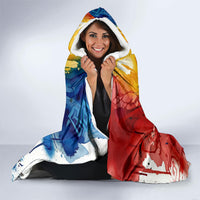 Romania We Are Free Eagle Hooded Blanket Romanian Flag Broken Chains - Watercolor Style