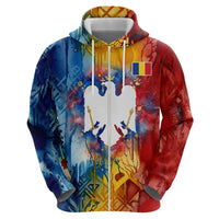 Romania We Are Free Eagle Hoodie Romanian Flag Broken Chains - Watercolor Style