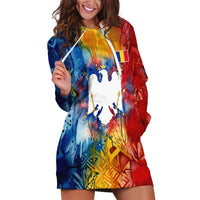 Romania We Are Free Eagle Hoodie Dress Romanian Flag Broken Chains - Watercolor Style