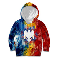 Romania We Are Free Eagle Kid Hoodie Romanian Flag Broken Chains - Watercolor Style