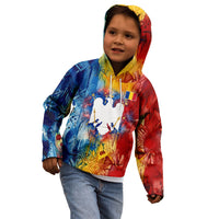 Romania We Are Free Eagle Kid Hoodie Romanian Flag Broken Chains - Watercolor Style