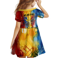 Romania We Are Free Eagle Kid Short Sleeve Dress Romanian Flag Broken Chains - Watercolor Style