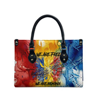 Romania We Are Free Eagle Leather Bag Romanian Flag Broken Chains - Watercolor Style