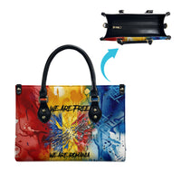 Romania We Are Free Eagle Leather Bag Romanian Flag Broken Chains - Watercolor Style