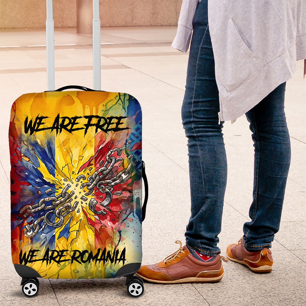 Romania We Are Free Eagle Luggage Cover Romanian Flag Broken Chains - Watercolor Style