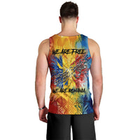 Romania We Are Free Eagle Men Tank Top Romanian Flag Broken Chains - Watercolor Style
