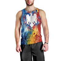 Romania We Are Free Eagle Men Tank Top Romanian Flag Broken Chains - Watercolor Style