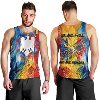 Romania We Are Free Eagle Men Tank Top Romanian Flag Broken Chains - Watercolor Style