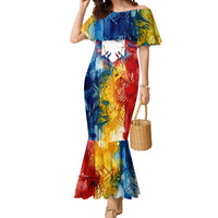Romania We Are Free Eagle Mermaid Dress Romanian Flag Broken Chains - Watercolor Style