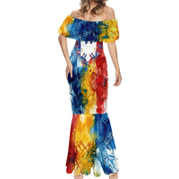 Romania We Are Free Eagle Mermaid Dress Romanian Flag Broken Chains - Watercolor Style