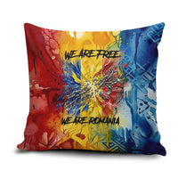 Romania We Are Free Eagle Pillow Cover Romanian Flag Broken Chains - Watercolor Style