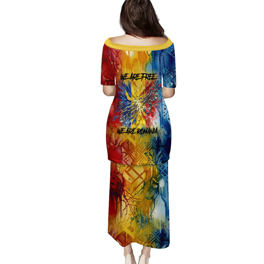 Romania We Are Free Eagle Puletasi Romanian Flag Broken Chains - Watercolor Style