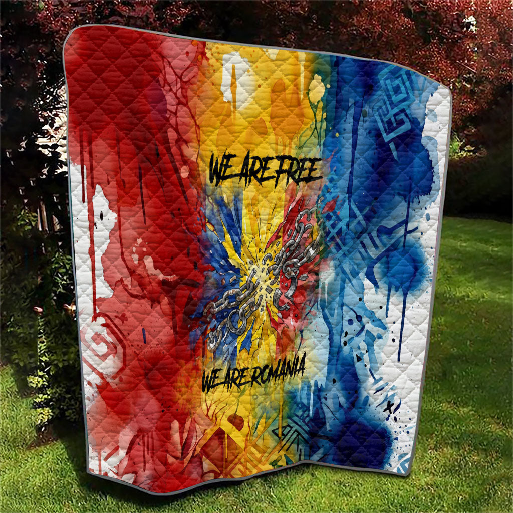 Romania We Are Free Eagle Quilt Romanian Flag Broken Chains - Watercolor Style