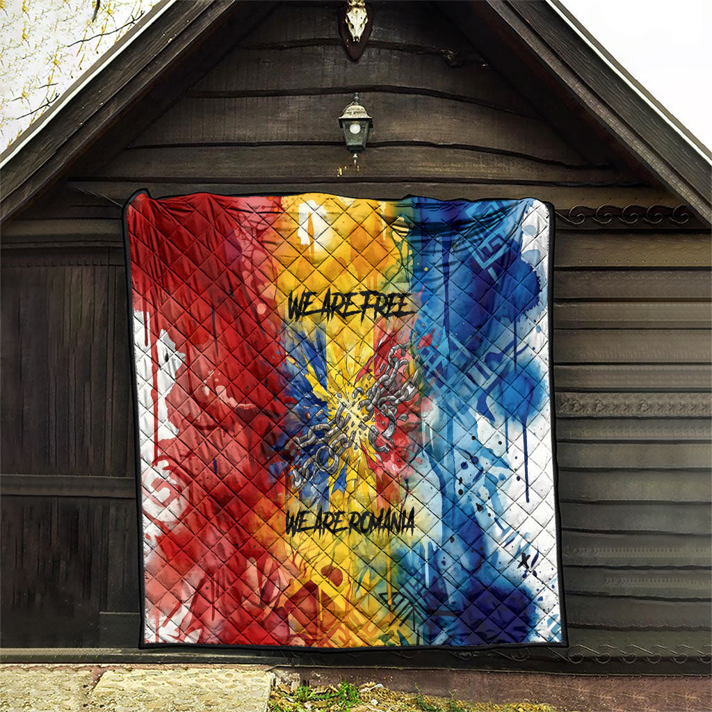 Romania We Are Free Eagle Quilt Romanian Flag Broken Chains - Watercolor Style