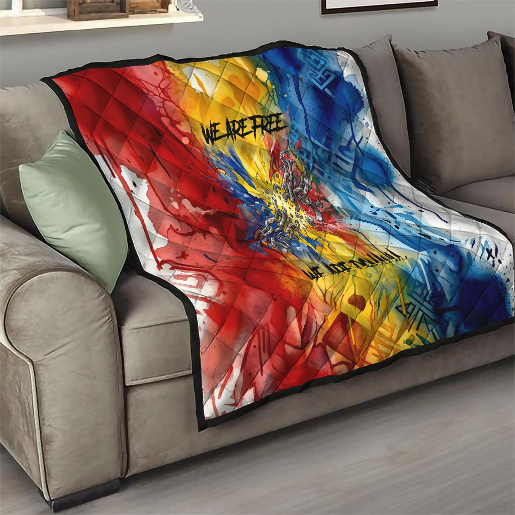 Romania We Are Free Eagle Quilt Romanian Flag Broken Chains - Watercolor Style