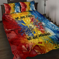 Romania We Are Free Eagle Quilt Bed Set Romanian Flag Broken Chains - Watercolor Style