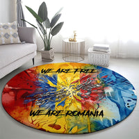 Romania We Are Free Eagle Round Carpet Romanian Flag Broken Chains - Watercolor Style