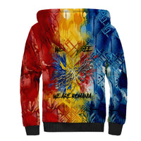 Romania We Are Free Eagle Sherpa Hoodie Romanian Flag Broken Chains - Watercolor Style