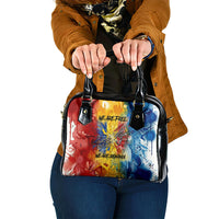 Romania We Are Free Eagle Shoulder Handbag Romanian Flag Broken Chains - Watercolor Style