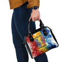 Romania We Are Free Eagle Shoulder Handbag Romanian Flag Broken Chains - Watercolor Style