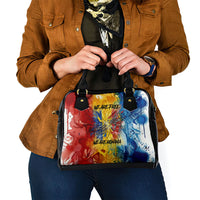 Romania We Are Free Eagle Shoulder Handbag Romanian Flag Broken Chains - Watercolor Style