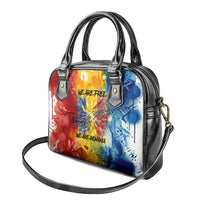 Romania We Are Free Eagle Shoulder Handbag Romanian Flag Broken Chains - Watercolor Style
