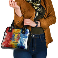 Romania We Are Free Eagle Shoulder Handbag Romanian Flag Broken Chains - Watercolor Style