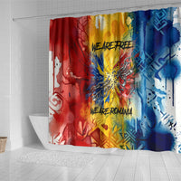 Romania We Are Free Eagle Shower Curtain Romanian Flag Broken Chains - Watercolor Style