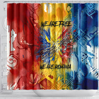 Romania We Are Free Eagle Shower Curtain Romanian Flag Broken Chains - Watercolor Style