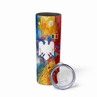 Romania We Are Free Eagle Skinny Tumbler Romanian Flag Broken Chains - Watercolor Style