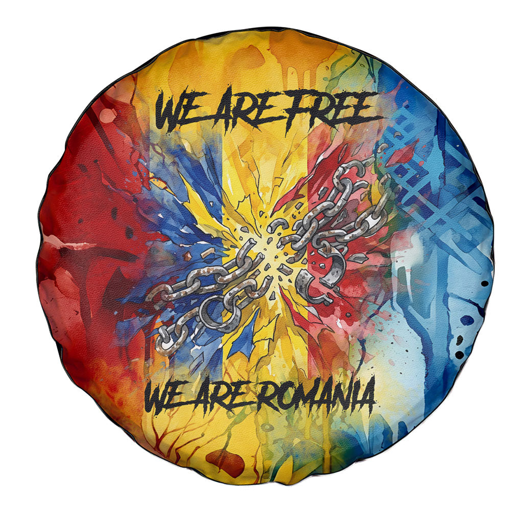 Romania We Are Free Eagle Spare Tire Cover Romanian Flag Broken Chains - Watercolor Style